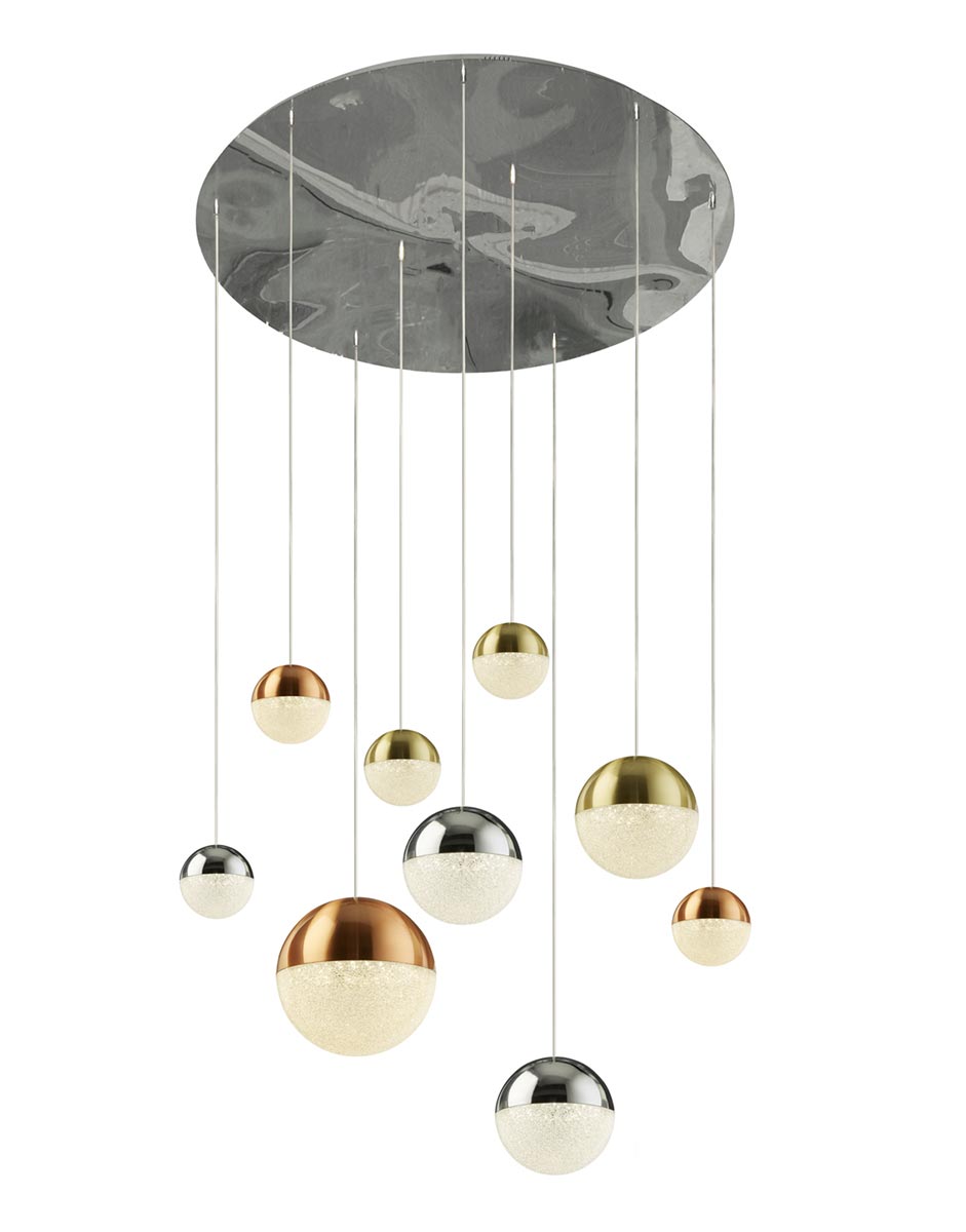 Planets Modern 9 Light LED Ceiling Pendant Multi Finish 150cm Drop