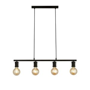 Dance industrial 4 light bare bulb bar ceiling pendant in sand black main image