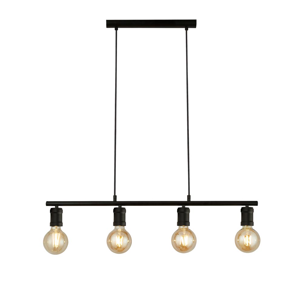 Dance Industrial Style 4 Light Bare Bulb Bar Ceiling Pendant Sand Black