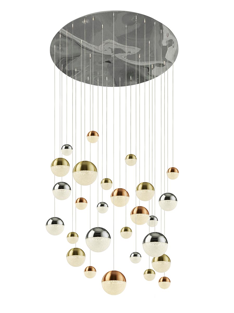 Planets Large 27 Light LED Stairwell Pendant Multi Finish 3m Drop