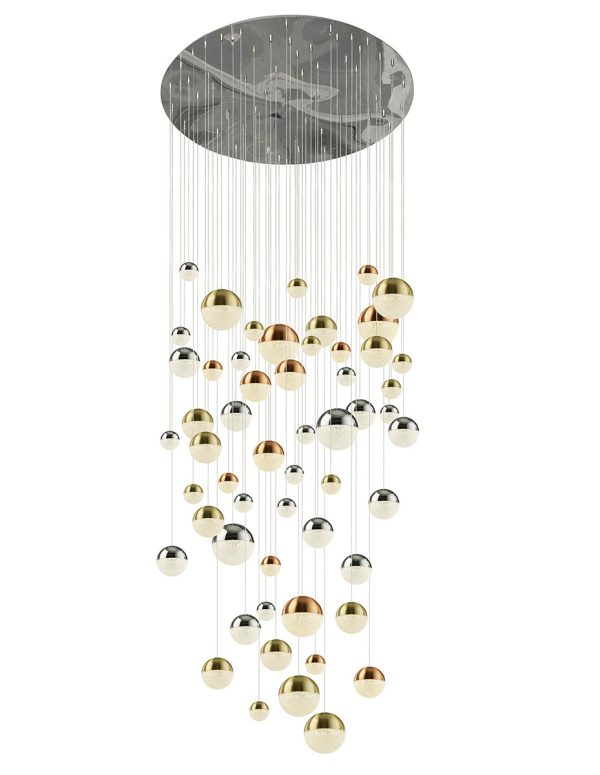 Planets Very Large 55 Light LED Stairwell Pendant Multi Finish 3.2m Drop