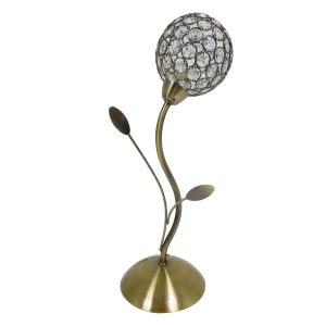 Bellis II antique brass finish 1 light table lamp with clear glass shade