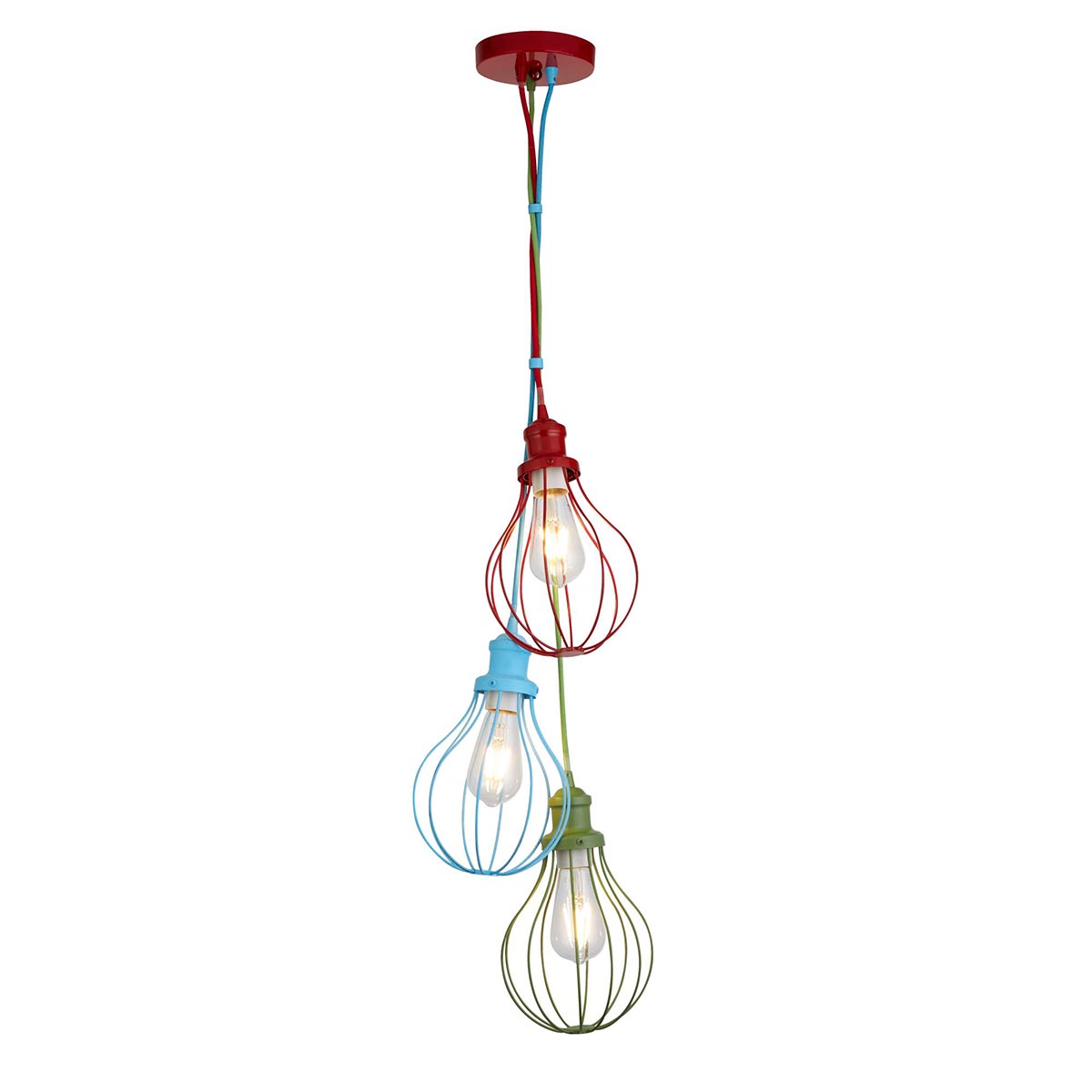 Childs Bedroom Multi Coloured 3 Light Dingle Dangle Ceiling Pendant