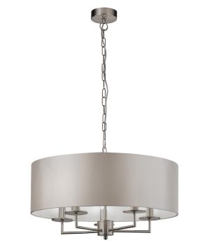 Searchlight 4785-5SS Knightsbridge 5 light ceiling pendant in satin silver full height