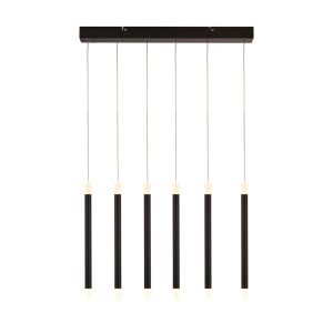 Wands modern 6 lamp LED linear bar pendant ceiling light in matt black full height