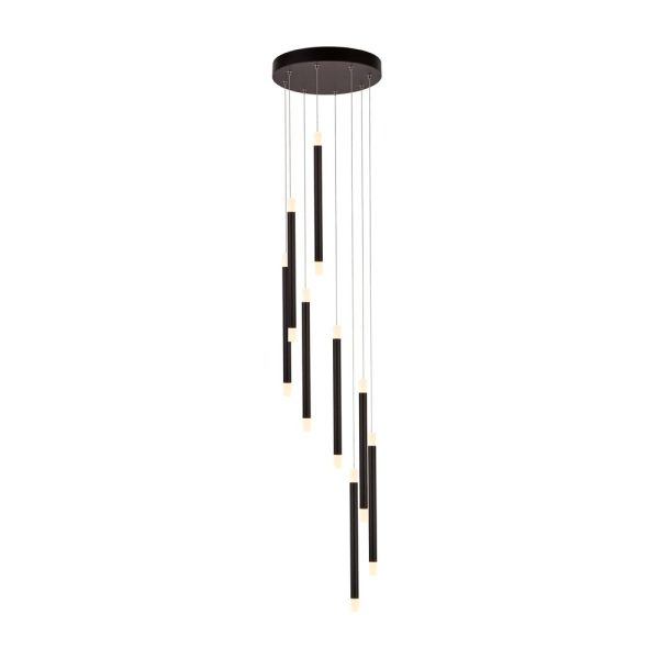 Wands modern 8 lamp LED multi level pendant ceiling light in matt black