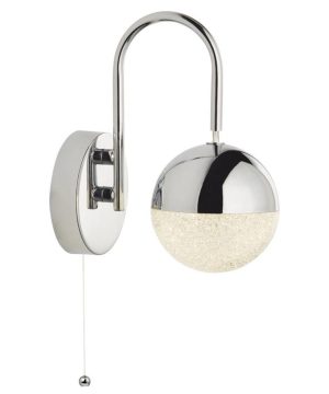 Searchlight Marbles 1 lamp switched LED globe wall light in chrome