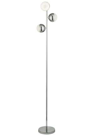 Marbles 3 light LED globe floor lamp in polished chrome