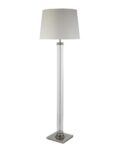 Pedestal 1 Light Glass Column Floor Lamp Cream Shade Satin Silver