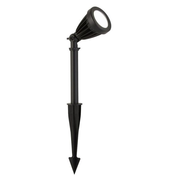 Spikey 12w daylight white LED outdoor garden spike spot light in matt black full height