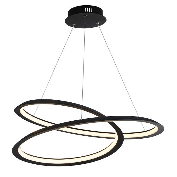 Swirl Dimmable 43w LED Ceiling Pendant Sanded Black White Shade