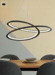 Swirl Dimmable 43w LED Ceiling Pendant Sanded Black White Shade