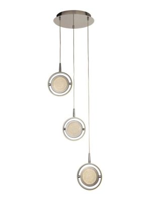 Gyroscope dimmable 3 light LED multi drop ceiling pendant
