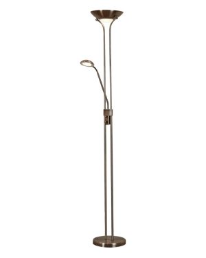Mother and child LED floor lamp with dual dimmers in antique brass
