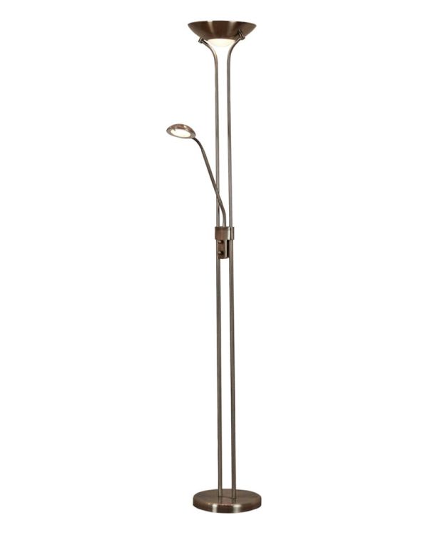 Mother & Child LED Floor Lamp Dual Dimmers Antique Brass