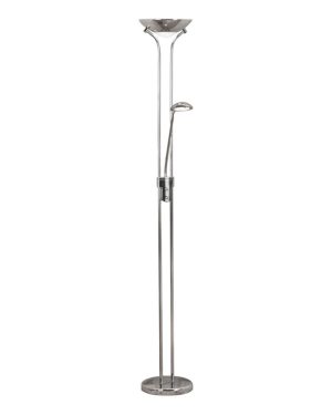 Mother and child LED floor lamp with dual dimmers in polished chrome