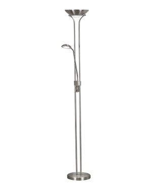 Mother and child LED floor lamp with dual dimmers in satin silver main image