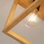 Square 4 Lamp Bare Bulb Open Frame Flush Ceiling Light Bamboo Wood