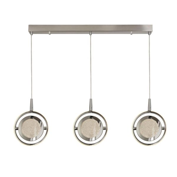 Gyroscope dimmable 3 light LED ceiling pendant bar