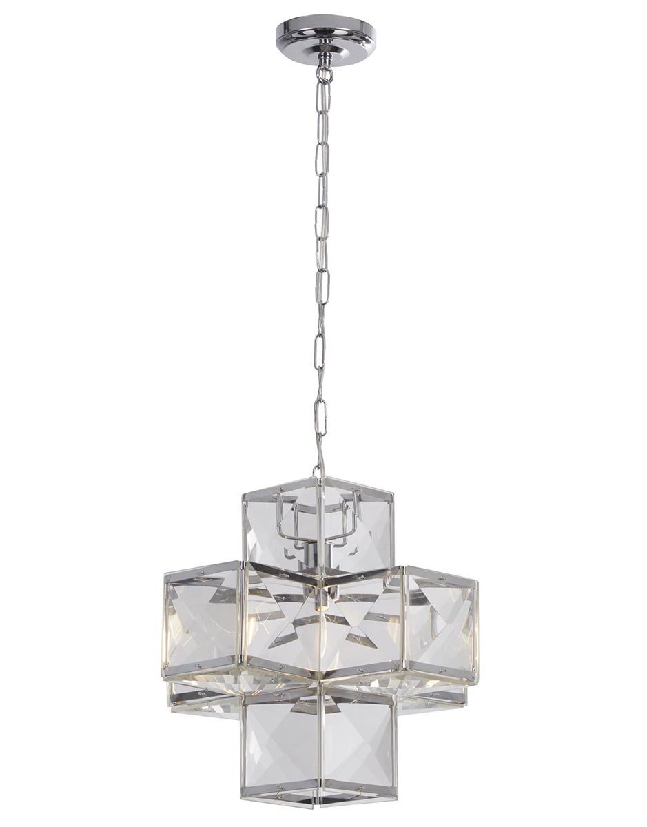 Glacier Art Deco 1 Light Ceiling Pendant Polished Chrome Faceted Acrylic