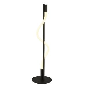 Serpent dimming LED modern table lamp in matt black lit on white background