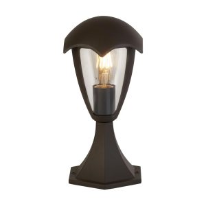 Bluebell traditional outdoor pedestal lantern in graphite grey with acrylic shade main image