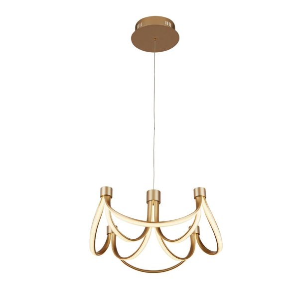 Signature dual mount 8 light LED chandelier ceiling light in matt gold main image