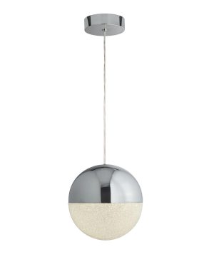 Marbles 1 light LED 20cm globe pendant in polished chrome