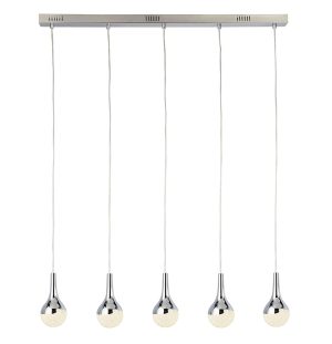 Remy LED crystal tube pendant light bar in chrome full height