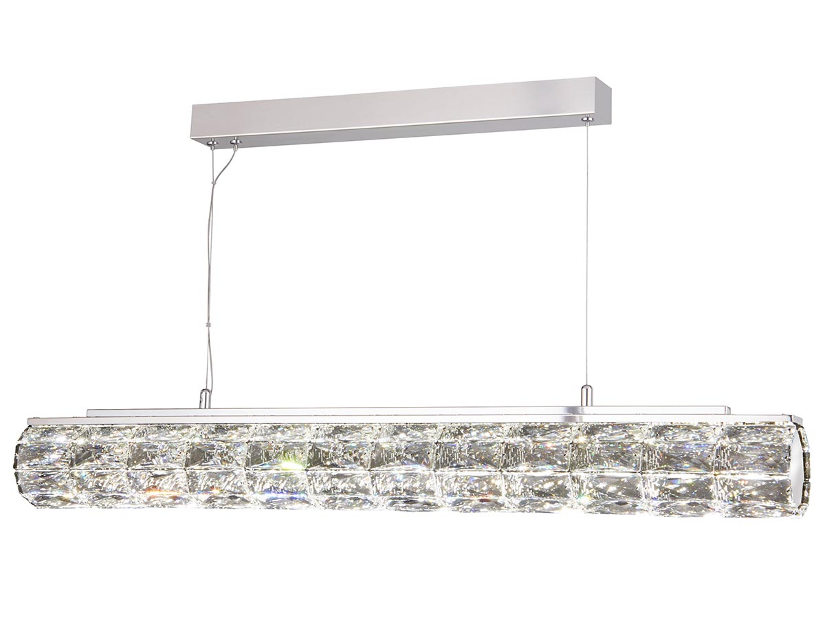 Remy 32w LED Crystal Tube Ceiling Pendant Light Bar Polished Chrome