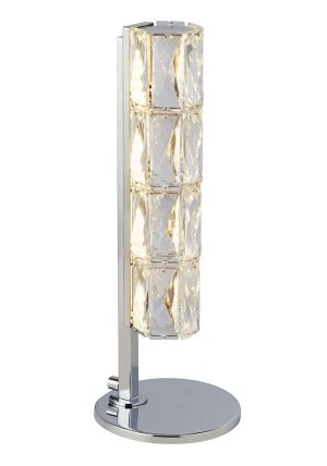 Remy 1 light LED crystal tube modern table lamp in chrome