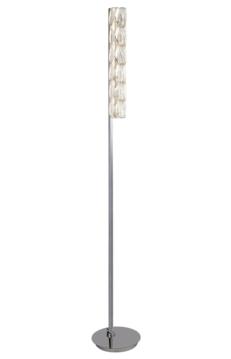 Remy 1 Light LED Crystal Tube Modern Floor Lamp Polished Chrome