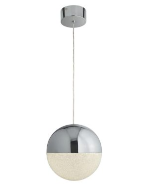 Marbles 1 light LED 25cm globe pendant in polished chrome