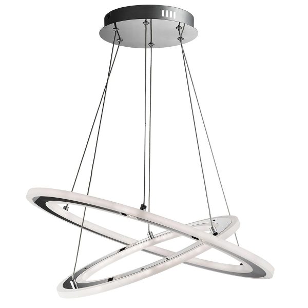 Solexa modern 2 ring LED pendant ceiling light in polished chrome main image