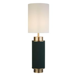 Flask dark green table lamp with white shade in antique brass main image