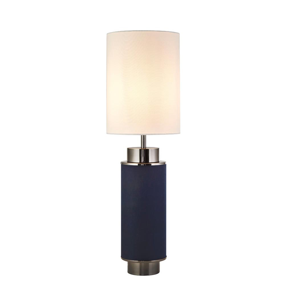 Flask Tall Navy Blue 1 Light Table Lamp White Shade Black Nickel