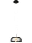 Modern 1 Light Dimming LED Ceiling Pendant Matt Black Smoked Glass