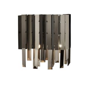 Rotunda black chrome 2 lamp wall light with smoked crystal main image