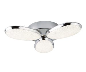 Lori 3 lamp LED flush low ceiling light in polished chrome