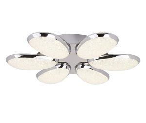 Lori 6 lamp LED flush low ceiling light in polished chrome