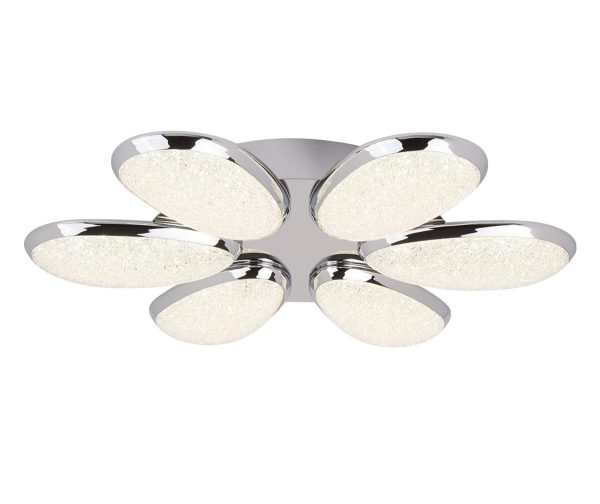 Lori 6 lamp LED flush low ceiling light in polished chrome