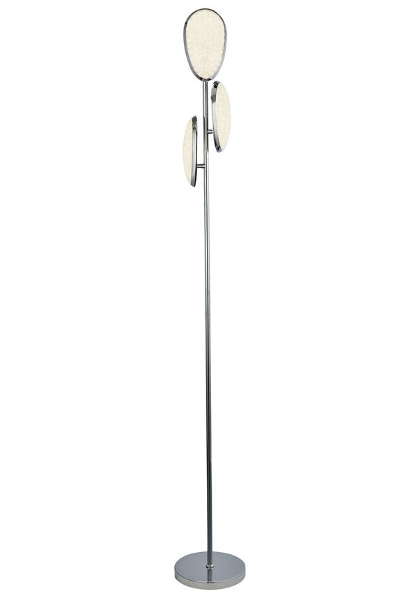 Lori 3 light dimming LED floor lamp in polished chrome full height