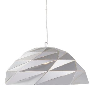Origami 1 light geometric dome ceiling pendant metallic silver closeup