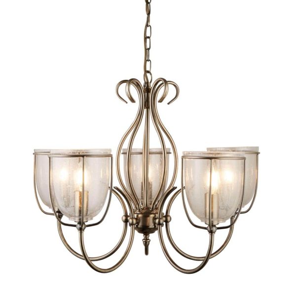 Silhouette traditional 5 arm chandelier in antique brass
