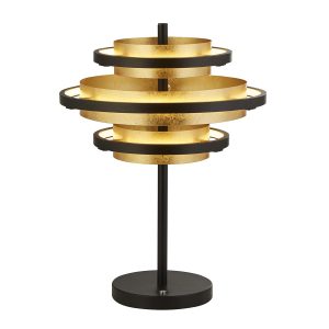 Hive 3 light dimming LED table lamp matt black & gold leaf