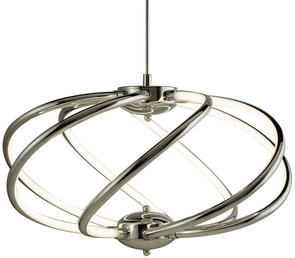 Bardot 7 Light 43w LED Swirl Pendant Ceiling Light Polished Chrome