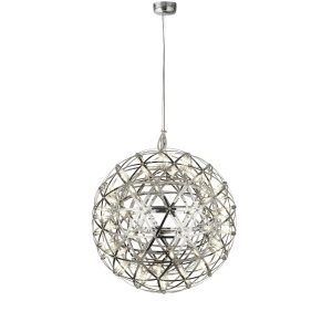 Galaxy dimmable LED 40cm modern sphere ceiling pendant in chrome full height