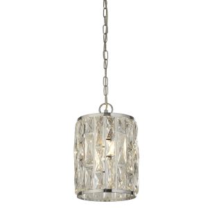Bijou 1 light sparkling crystal ceiling pendant in chrome closeup