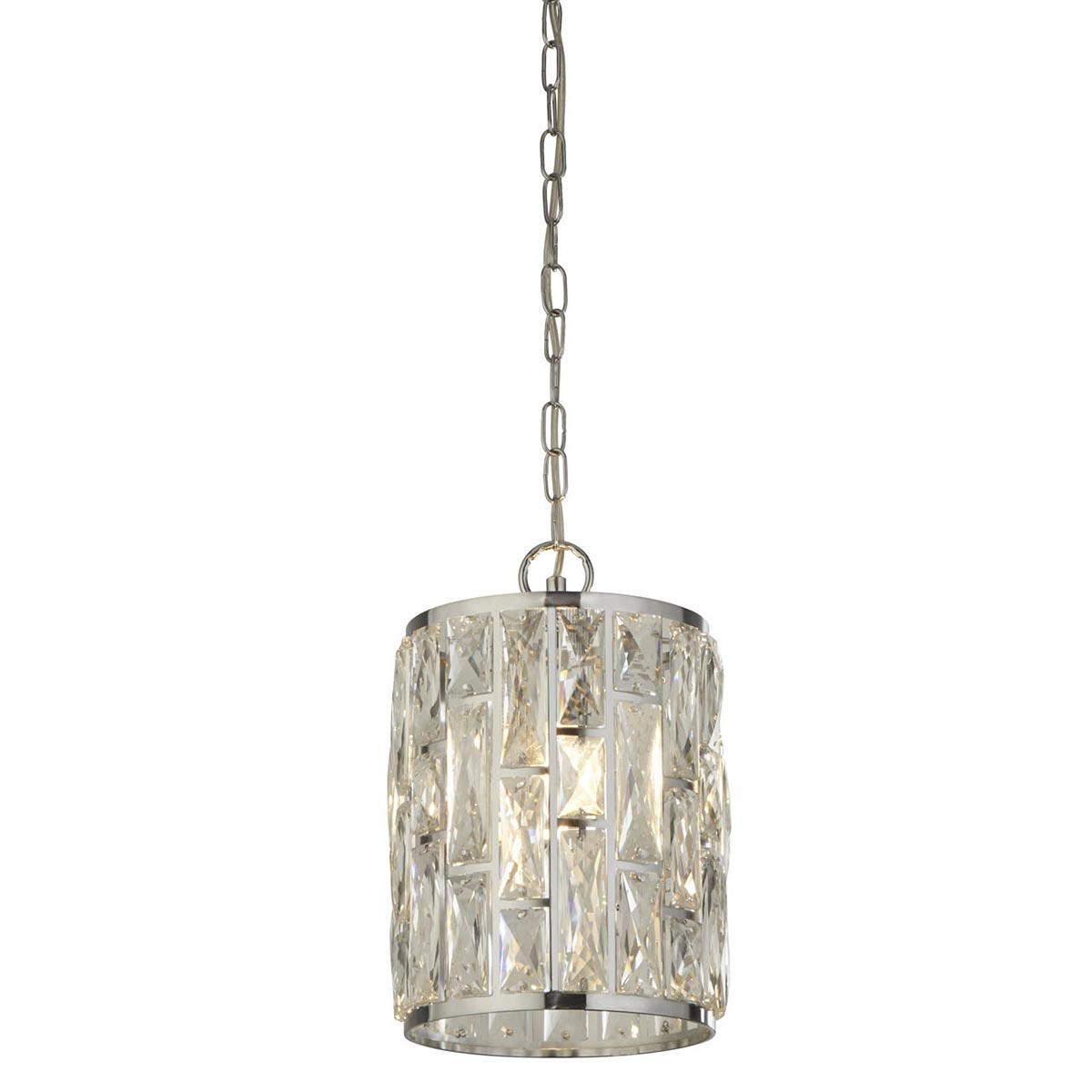 Bijou 1 Lamp Sparkling Crystal Pendant Ceiling Light Polished Chrome