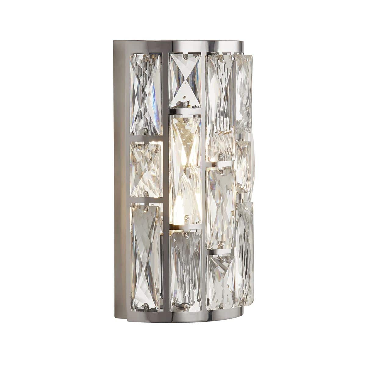 Bijou Classic 2 Lamp Sparkling Crystal Wall Light Polished Chrome